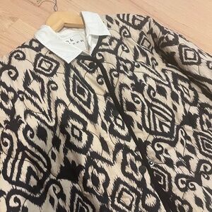 WYSE Olive Quilted Jacket - Ivory/Black Ikat